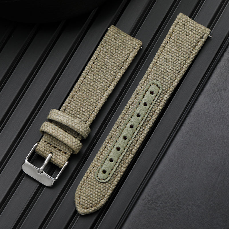 Leather Nylon Canvas Strap Watchband
