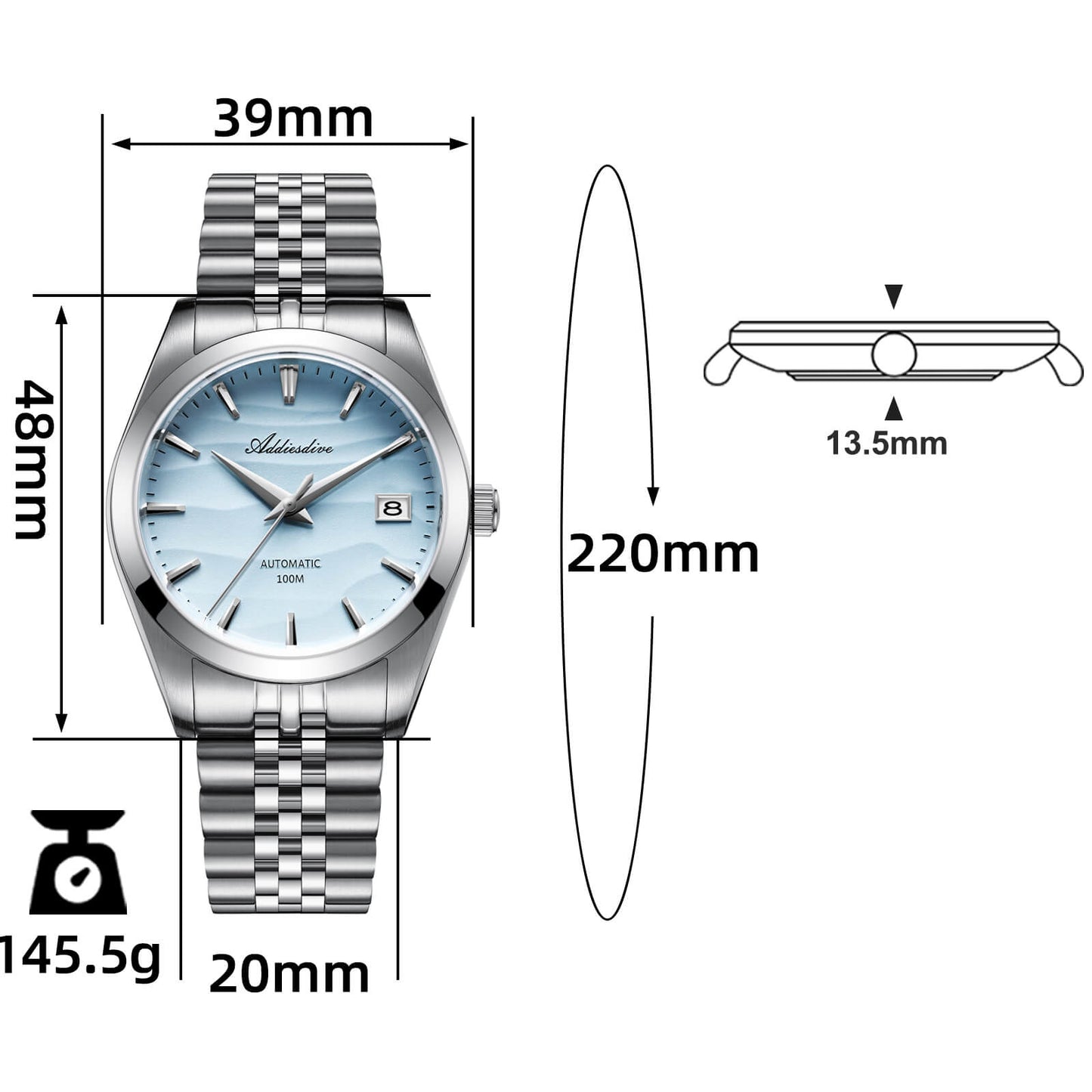 Addiesdive 39mm Sand Dial NH35 Mechanical Watch AD2059