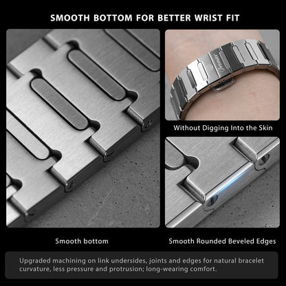 Watchdives WDC0001 PREMIER bracelet underside and smooth wrist-contact surfaces