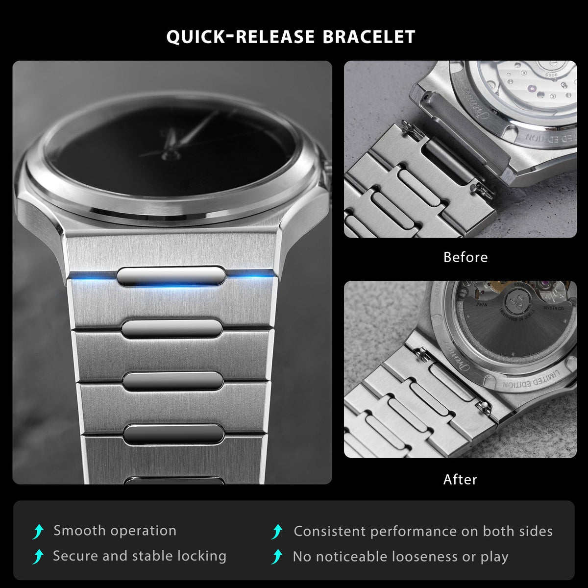 Watchdives WDC0001 PREMIER quick-release bracelet attachment detail