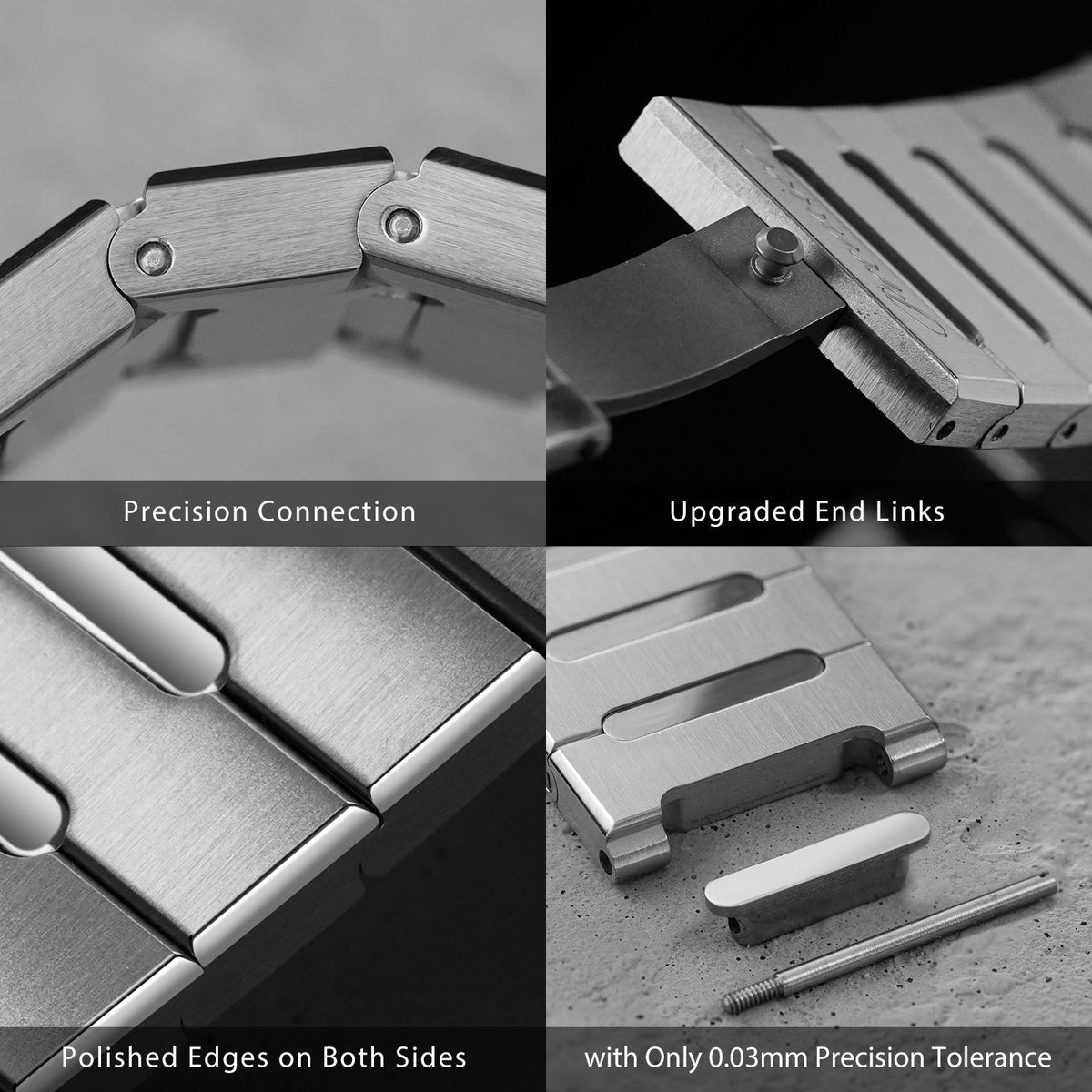 Watchdives WDC0001 PREMIER stainless steel bracelet with uniform brushed surfaces