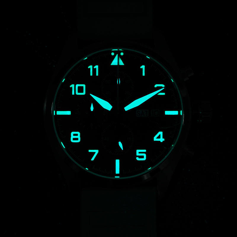 Militado 39mm Sapphire Crystal Pilot Field Chronograph Watch