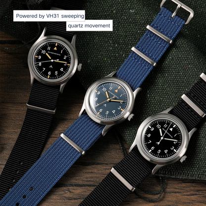 Militado 36mm Retro Military Watch Vh31/Vh65 Sweeping Hand Ml14 V2