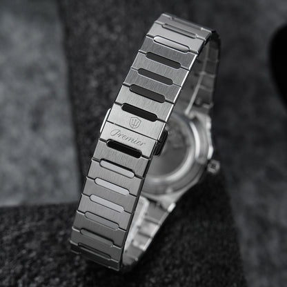 Watchdives WDC0001 PREMIER green dial watch with integrated stainless steel bracelet