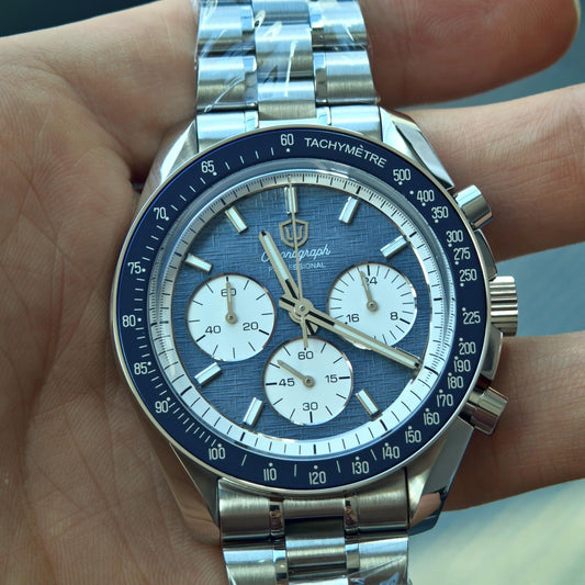 Watchdives WD1864 denim blue linen dial front view