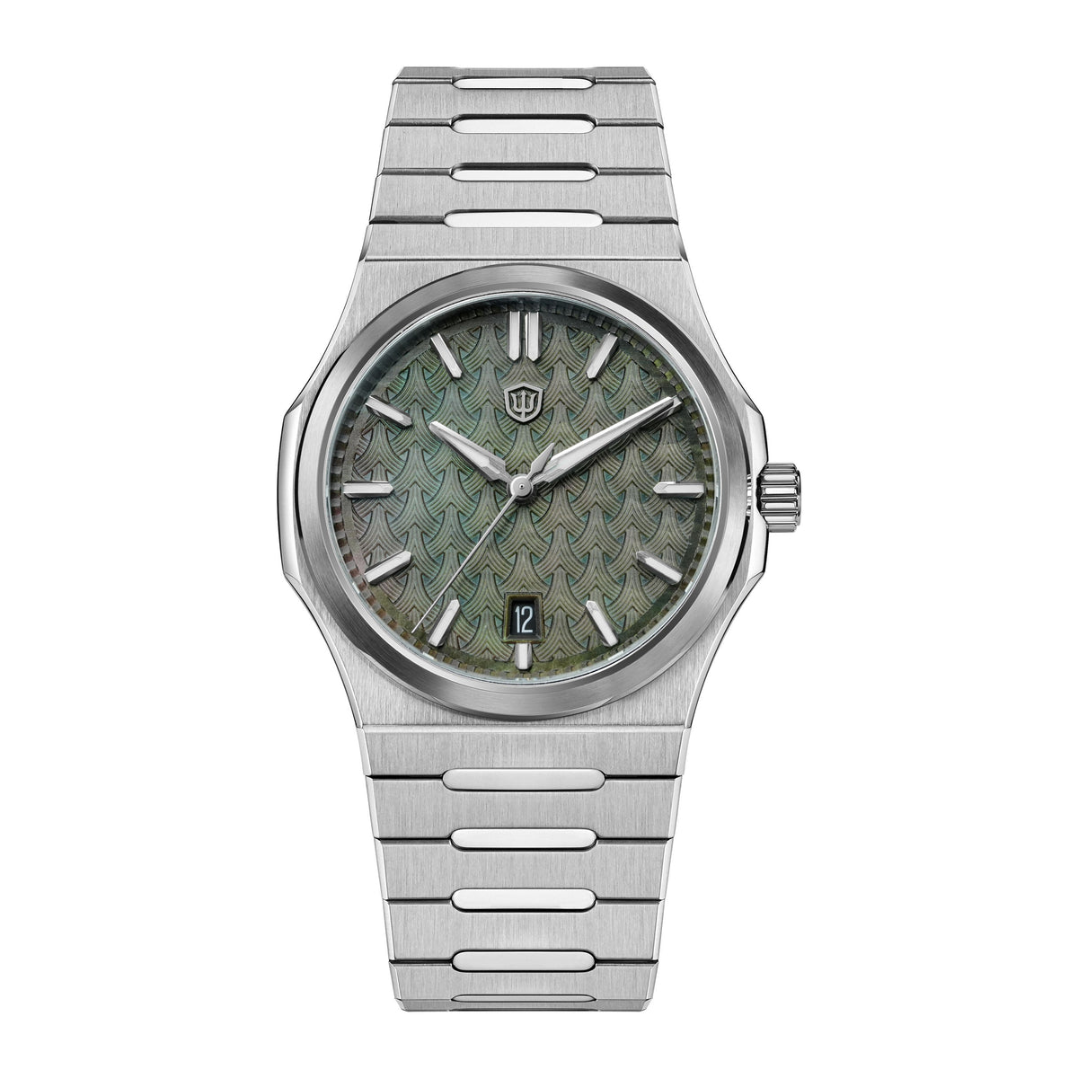 Watchdives WDC0001 PREMIER green mother-of-pearl dial with natural iridescent texture