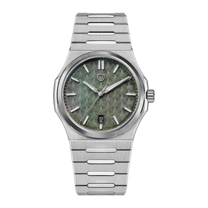 Watchdives WDC0001 PREMIER green mother-of-pearl dial with natural iridescent texture