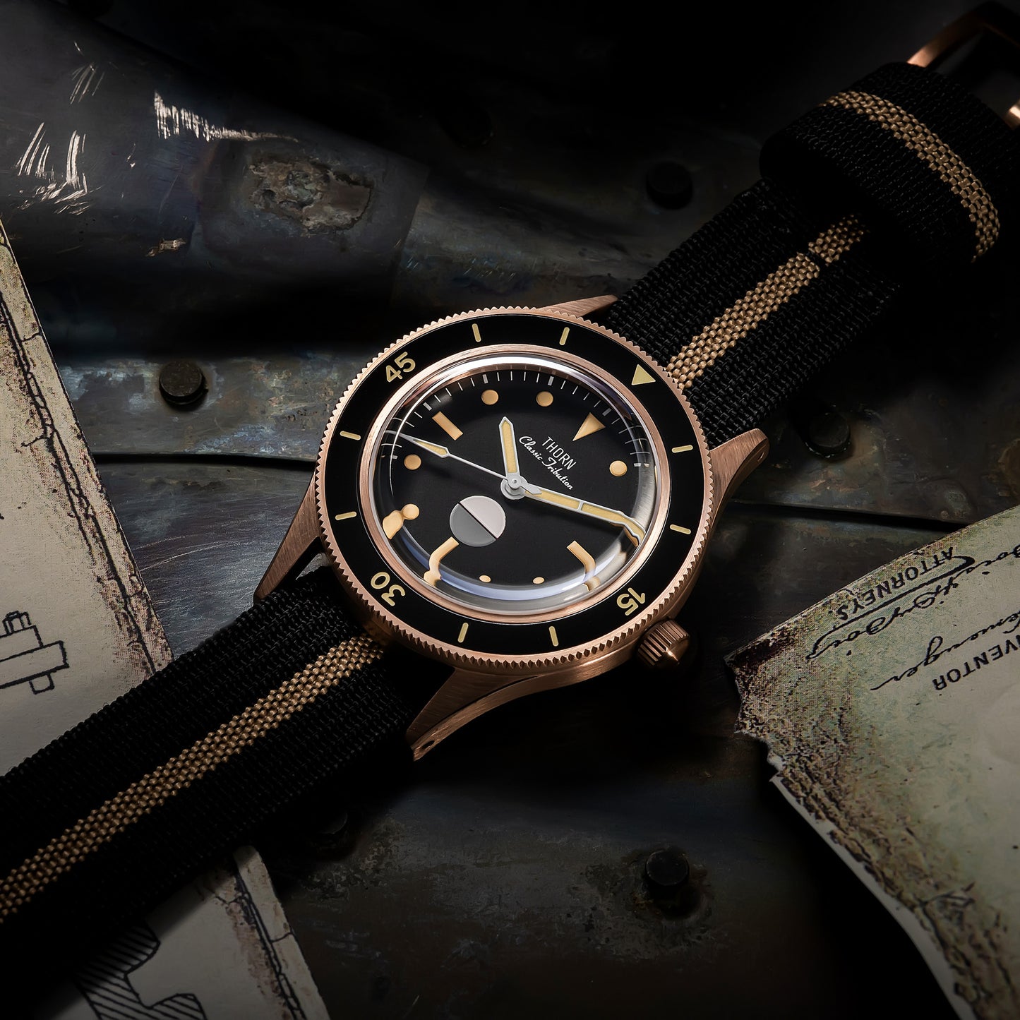 Thorn Vintage 50-Fathoms Bronze Dive Watch