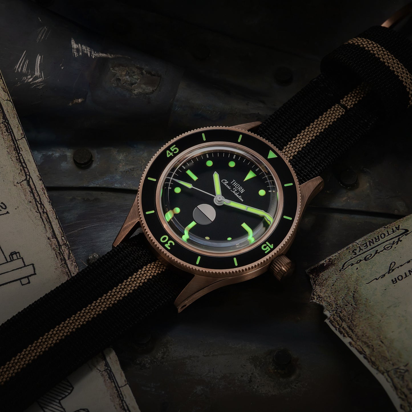 Thorn Vintage 50-Fathoms Bronze Dive Watch
