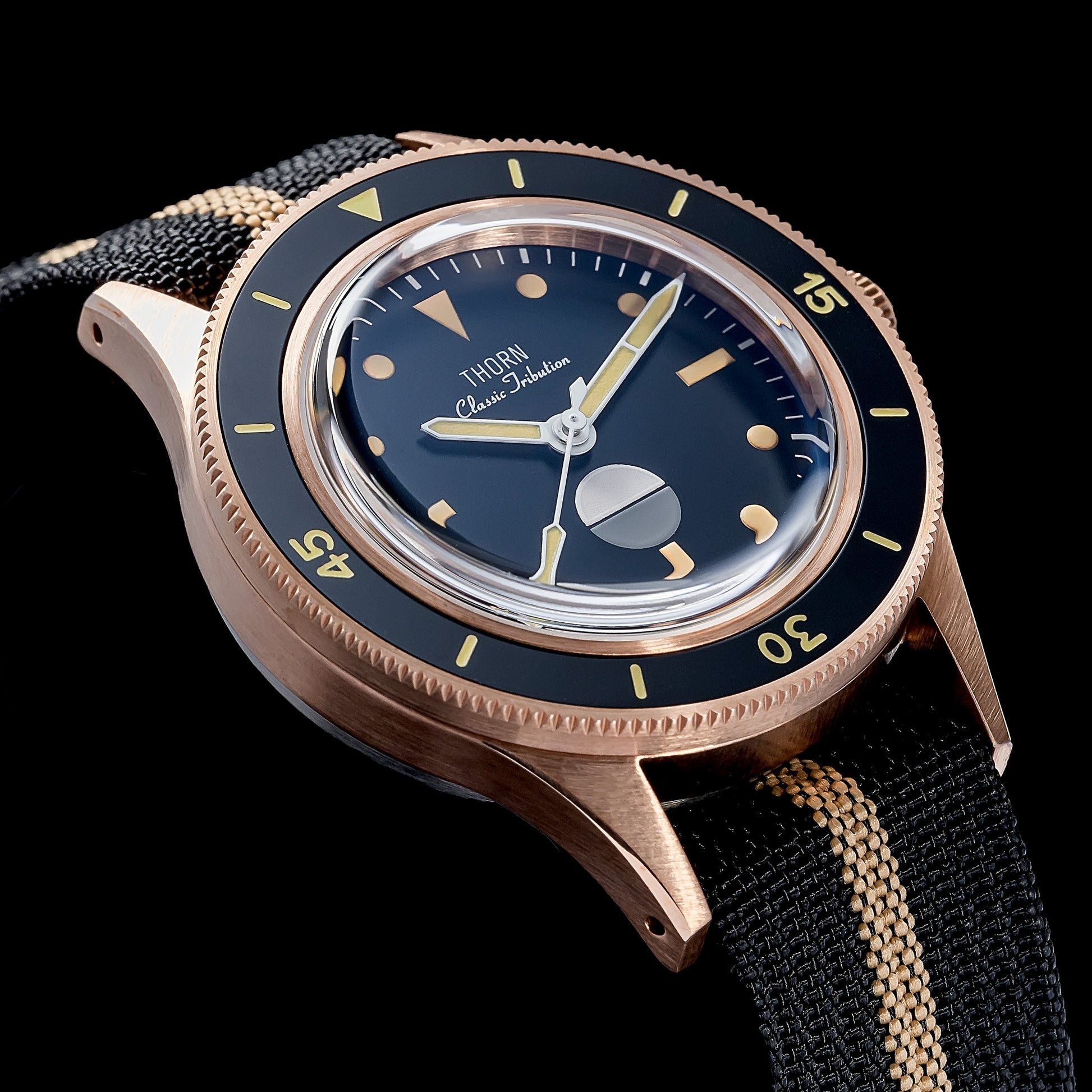 Watchdives Orologio Subacqueo Da Uomo, Vintage WD50 Fathoms NH35 NH38 Orologi Automatici 40 Mm Vetro Bombato 300 M Orologio Da Polso Subacqueo Impermeabile Quadrante Nero Con Cinturino In Nylon - Foto 4