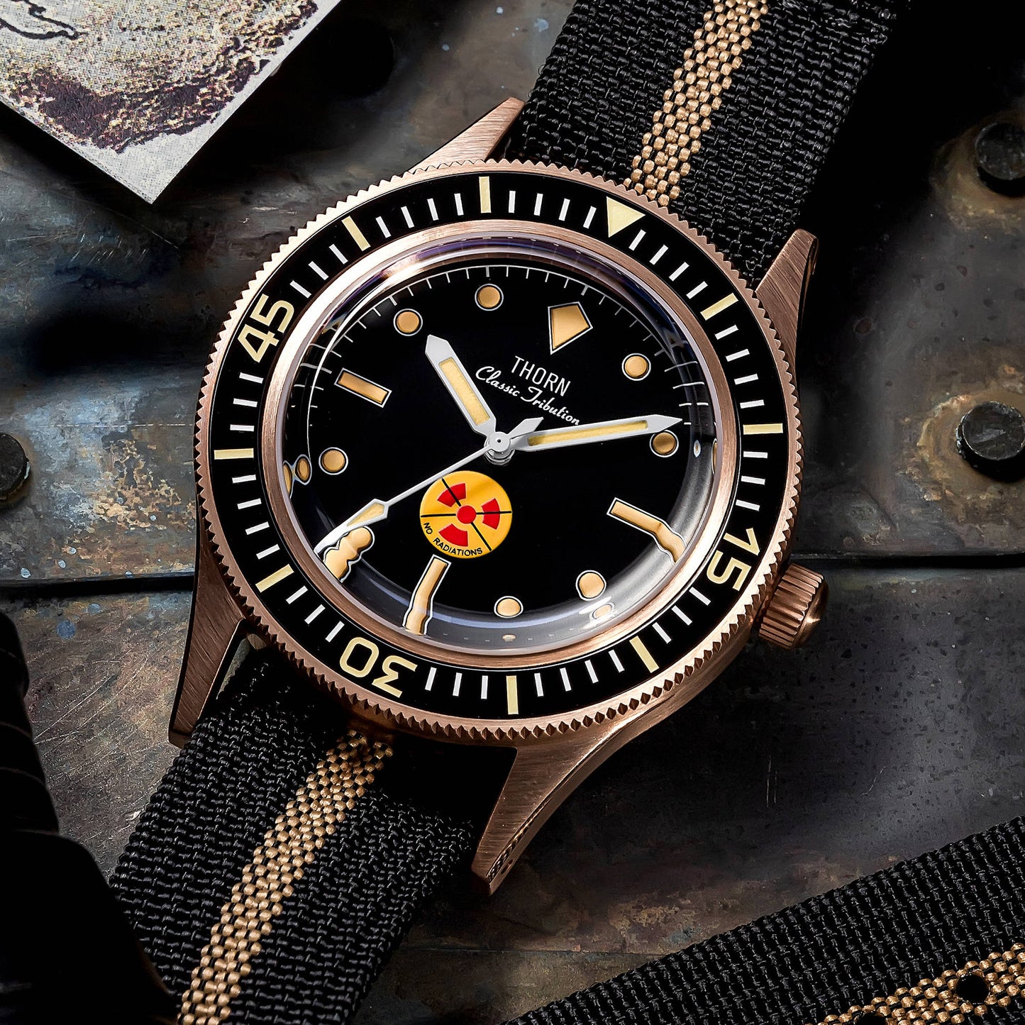 Thorn Vintage 50-Fathoms No-Rad Bronze Dive Watch