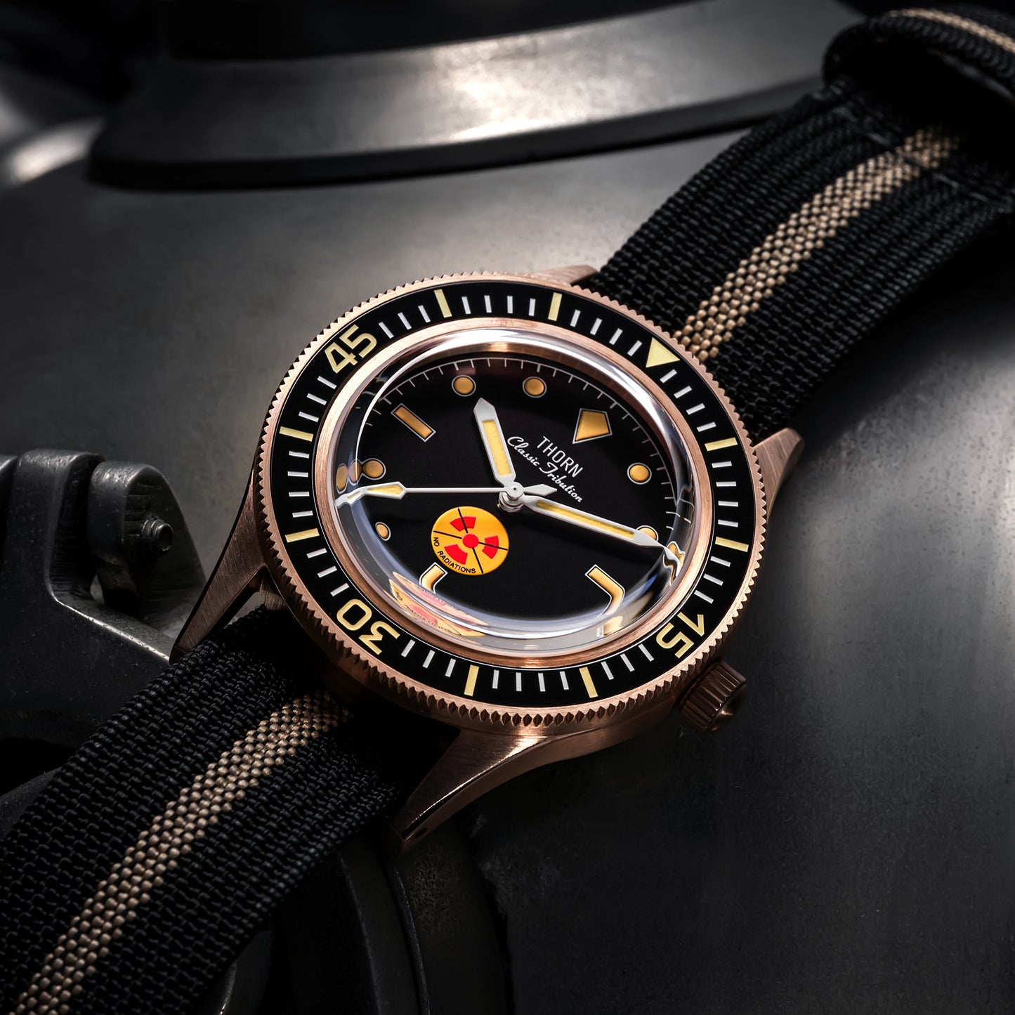 Thorn Vintage 50-Fathoms No-Rad Bronze Dive Watch