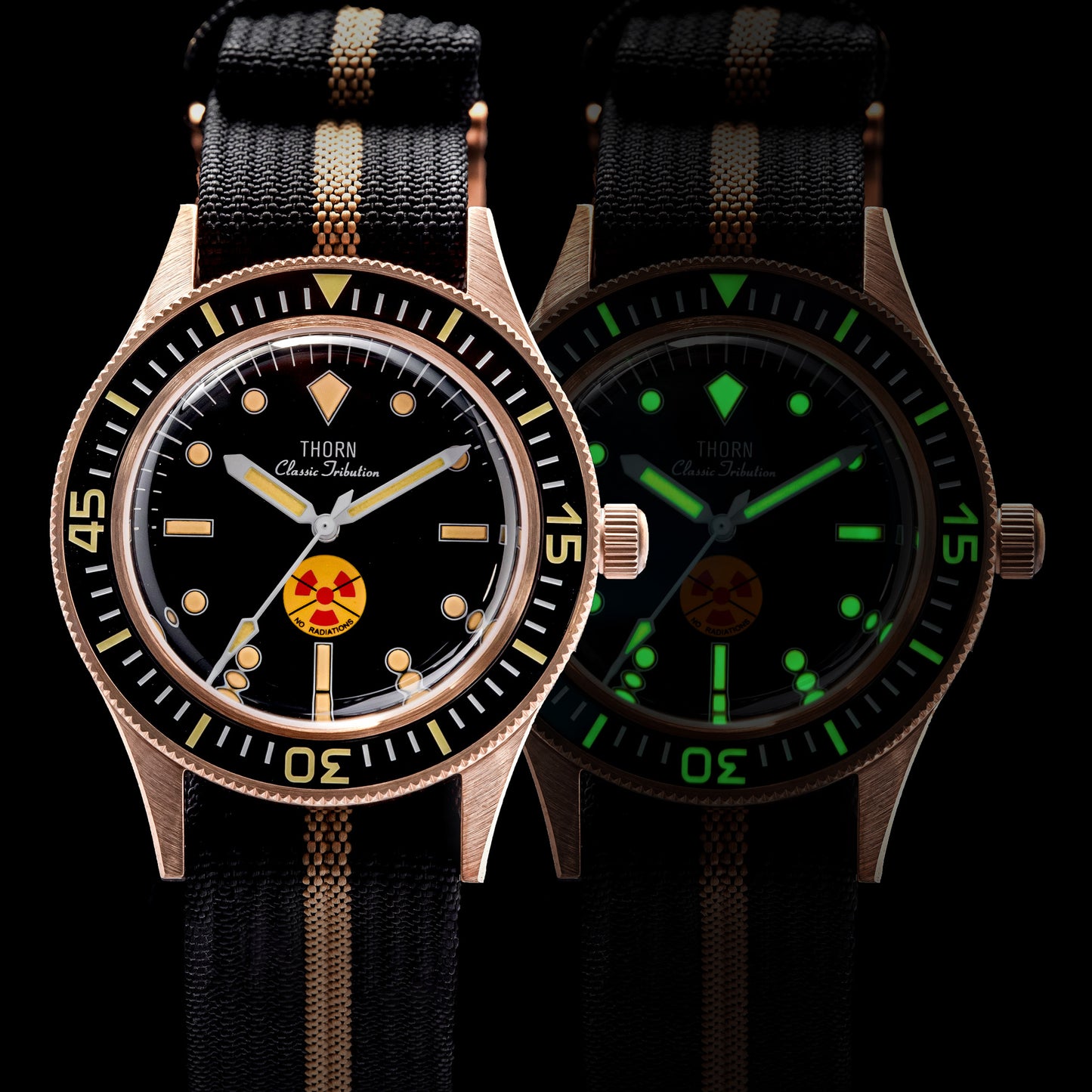 Thorn Vintage 50-Fathoms No-Rad Bronze Dive Watch