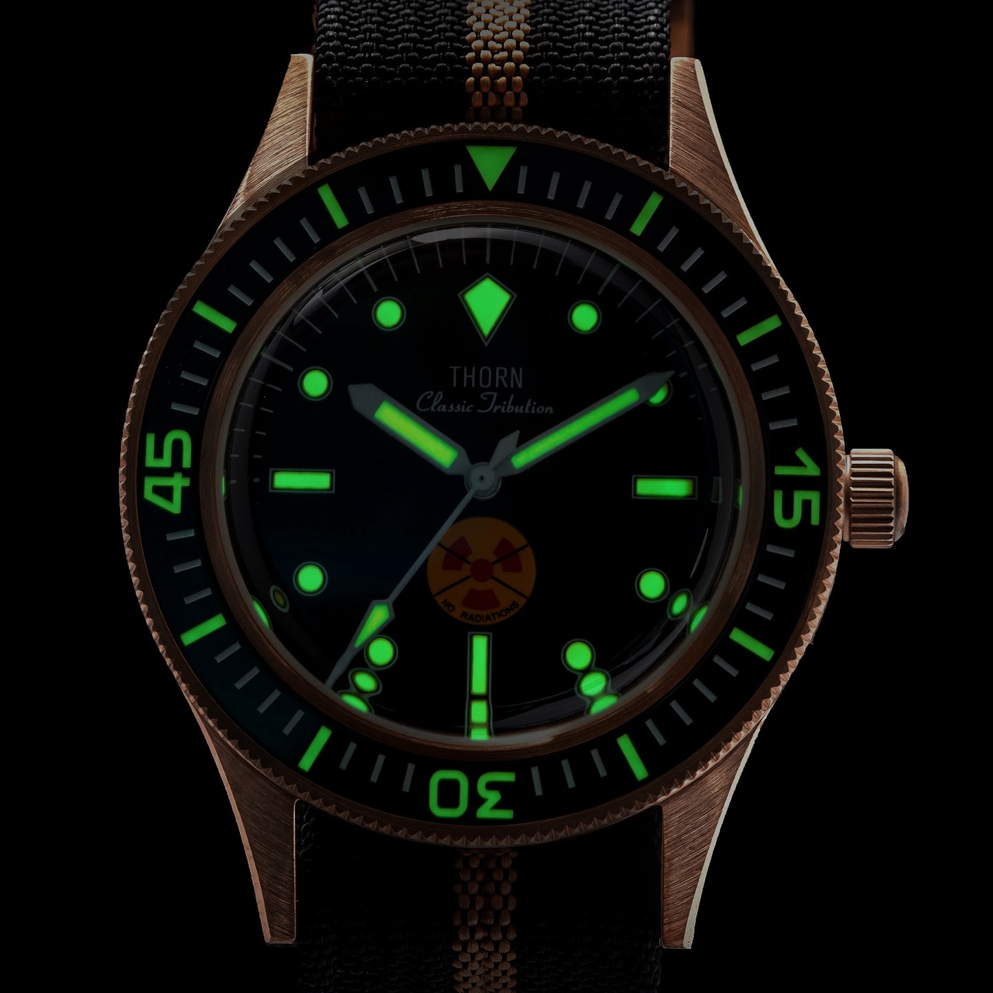 Thorn Vintage 50-Fathoms No-Rad Bronze Dive Watch