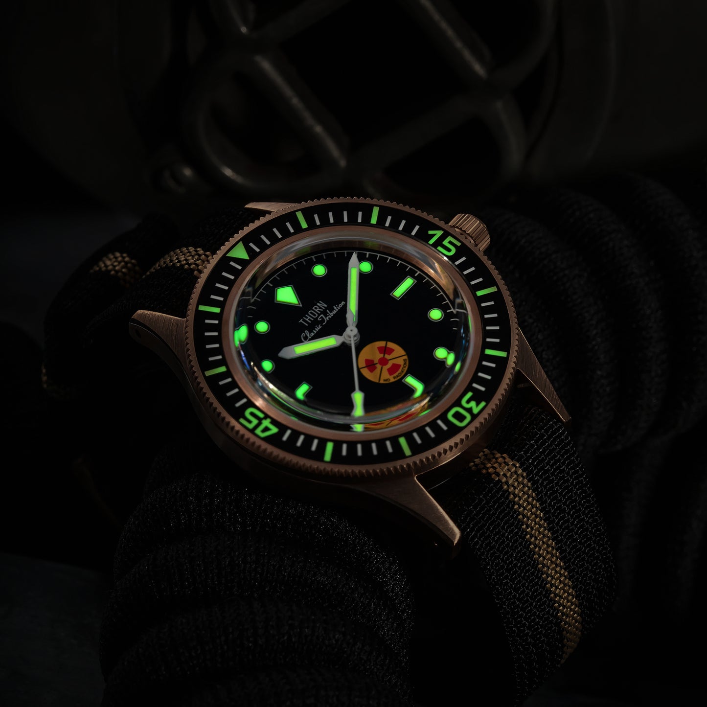 Thorn Vintage 50-Fathoms No-Rad Bronze Dive Watch