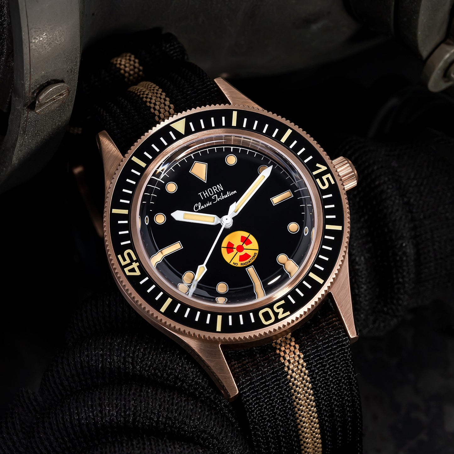 Thorn Vintage 50-Fathoms No-Rad Bronze Dive Watch