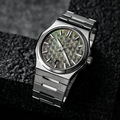 Watchdives WDC0001 PREMIER green mother-of-pearl dial with stainless steel bracelet, product view