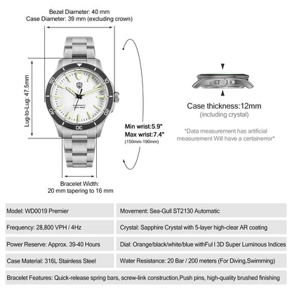 Watchdives WD0019 Premier 39mm Automatic Dive Watch