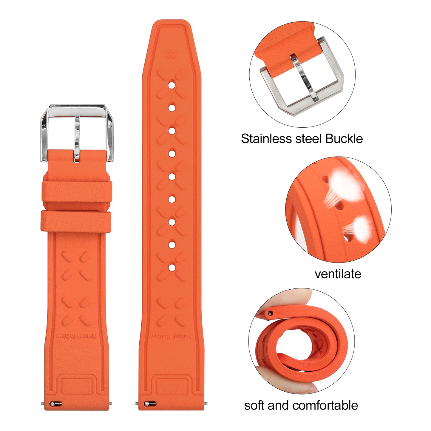 Tropical Soft fluororubber Pilot field Watch Strap