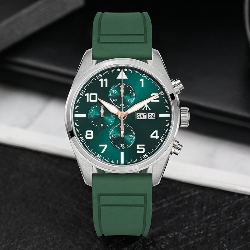 Militado 39mm Sapphire Crystal Pilot Field Chronograph Watch