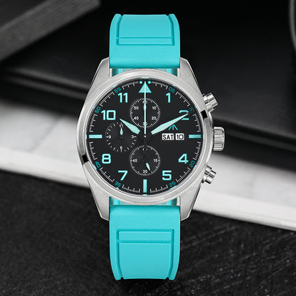 Militado 39mm Sapphire Crystal Pilot Field Chronograph Watch