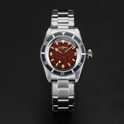 Octopus Kraken OCT-0028 tropical brown Benz Hands vintage diver watch on stainless steel bracelet