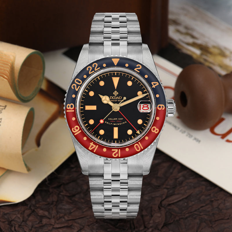 IXDAO 6542 Vintage 38MM NH34 GMT 904L Automatic Dive Watch Screw