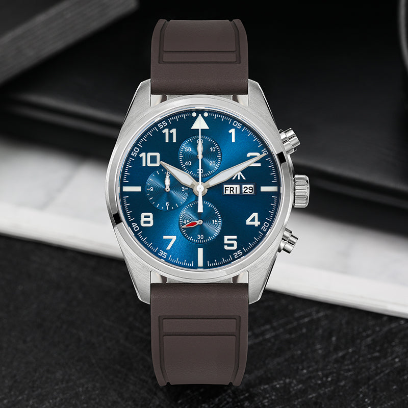 Militado 39mm Sapphire Crystal Pilot Field Chronograph Watch