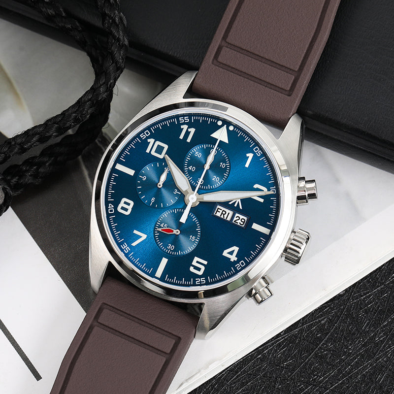 Militado 39mm Sapphire Crystal Pilot Field Chronograph Watch