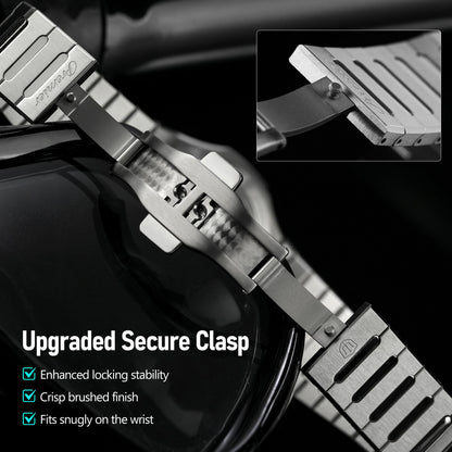 Watchdives WDC0001 PREMIER stainless steel bracelet with polished chamfers, close-up