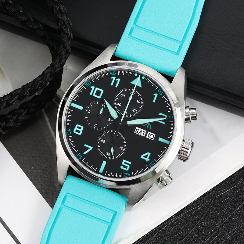 Militado 39mm Sapphire Crystal Pilot Field Chronograph Watch