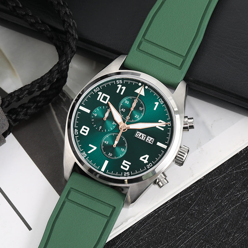 Militado 39mm Sapphire Crystal Pilot Field Chronograph Watch