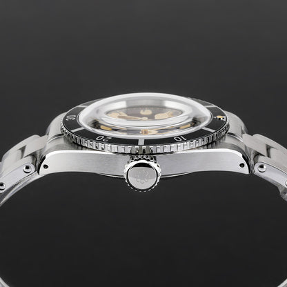 Octopus Kraken OCT-0028 side profile showing double domed sapphire crystal and screw-down crown