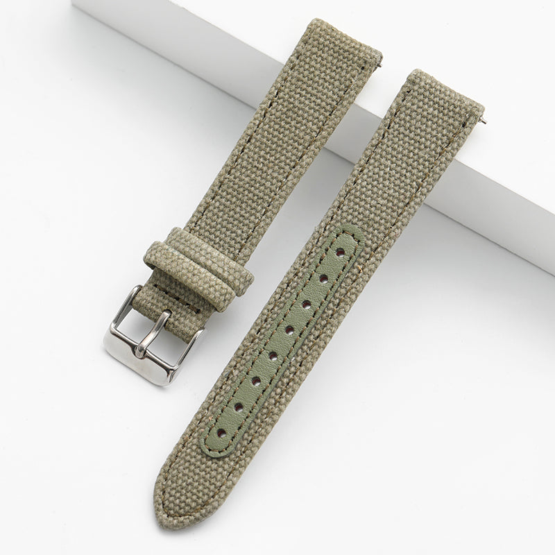 Leather Nylon Canvas Strap Watchband