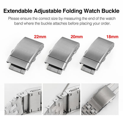 316L Stainless Steel 18mm 20mm 22mm Entendable Adjustable Folding Watch Buckle