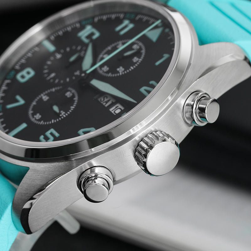 Militado 39mm Sapphire Crystal Pilot Field Chronograph Watch