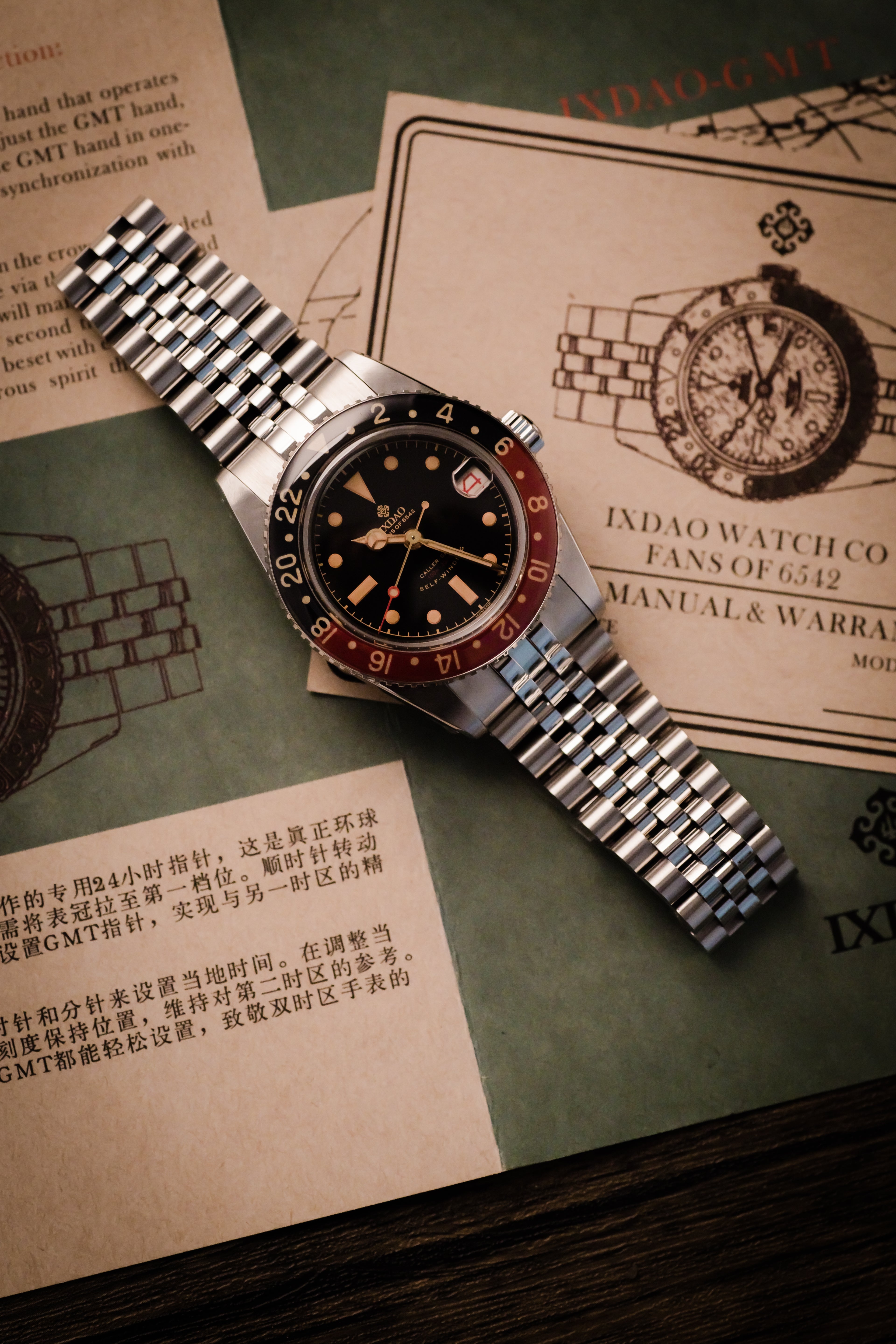 IXDAO 6542 Vintage 38MM NH34 GMT 904L Automatic Dive Watch Screw