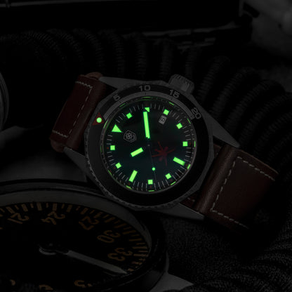 THORN T019 vintage-style diver with red emblem and C3 lume
