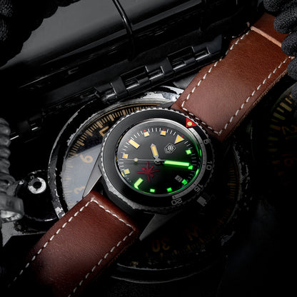 THORN T019 vintage-style diver with red emblem and C3 lume
