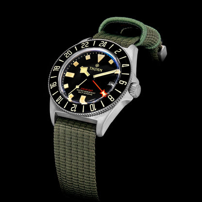 ★Early Bird★THORN 42mm NH34 GMT Automatic Dive Watch T020-THORNT020GMTtitaniumautomaticdivewatchwithgreennylonstrap-Thorn Watch Official Store