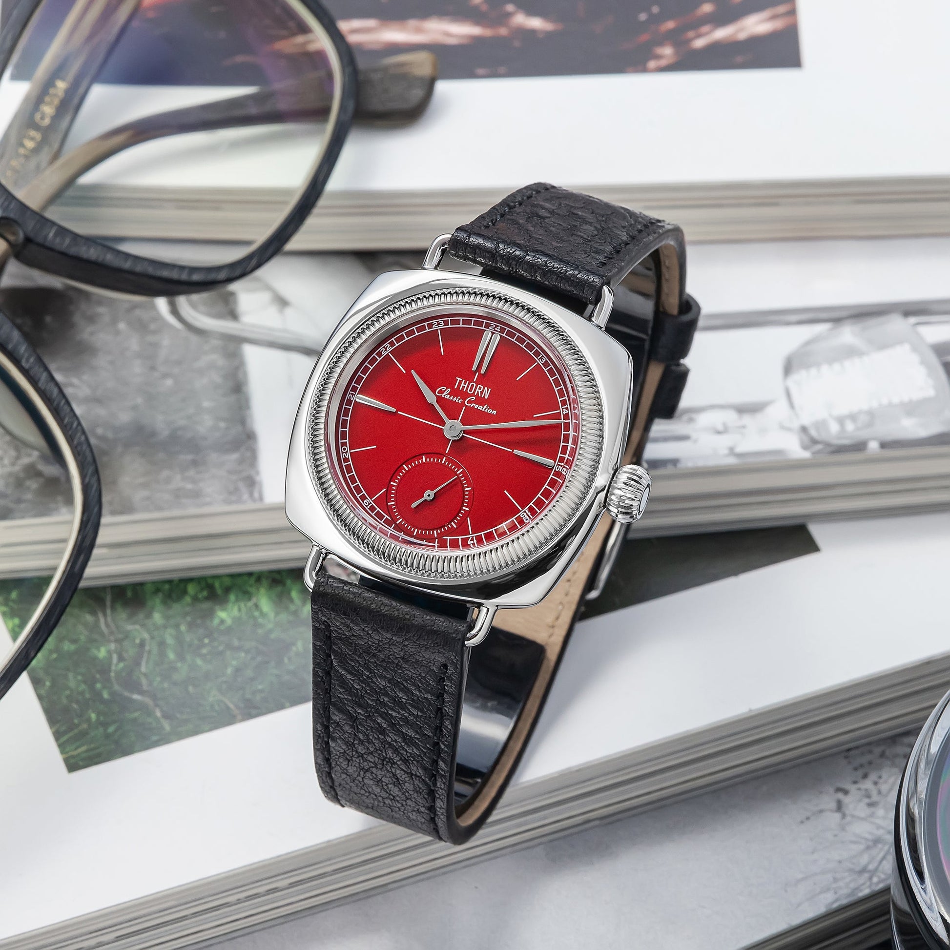 T017 Retro Cushion Couple's Watch, Seiko Quartz Movement, Sapphire Glass Dial, 118m Water Resistance, Unisex, Classic Design