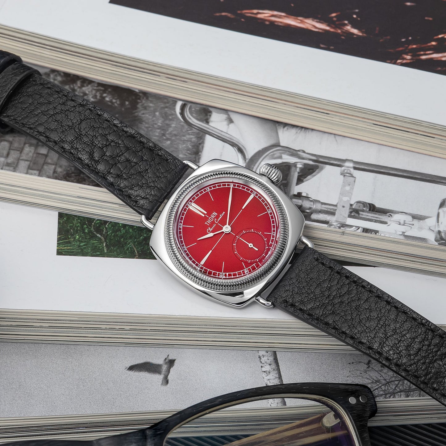 T017 Retro Cushion Couple's Watch, Seiko Quartz Movement, Sapphire Glass Dial, 100m Water Resistance, Unisex, Classic Design