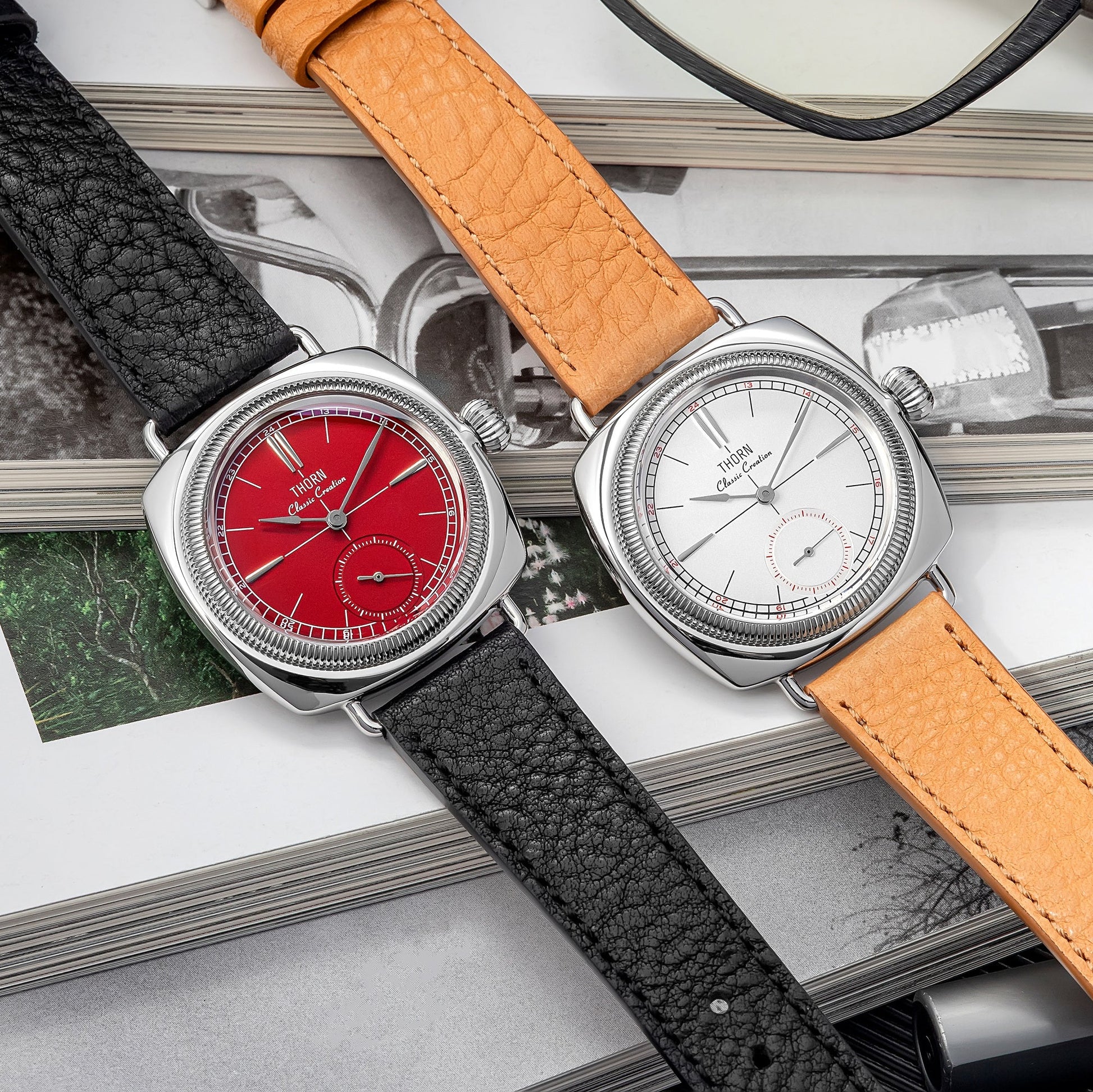 T017 Retro Cushion Couple's Watch, Seiko Quartz Movement, Sapphire Glass Dial, 103m Water Resistance, Unisex, Classic Design