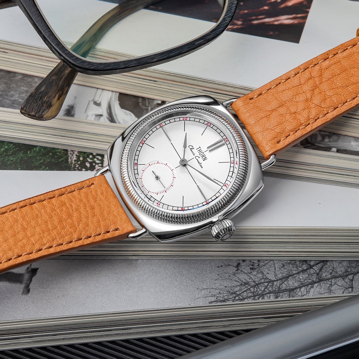 T017 Retro Cushion Couple's Watch, Seiko Quartz Movement, Sapphire Glass Dial, 107m Water Resistance, Unisex, Classic Design