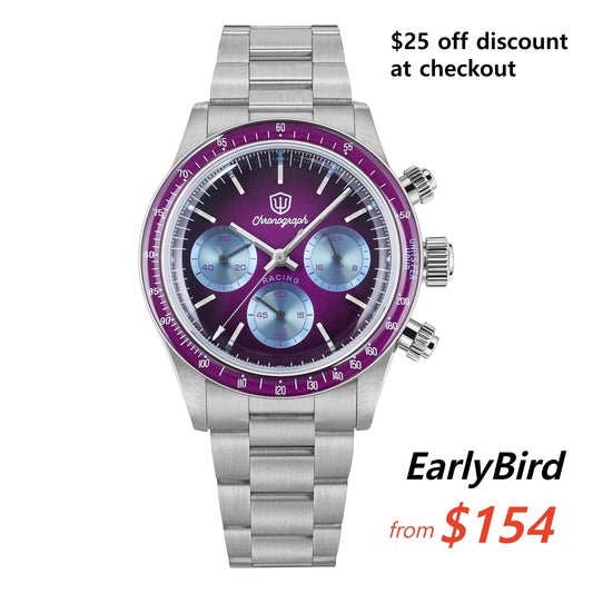 ⚡EarlyBird⚡Watchdives WD6263 Vintage Racing Chronograph Watch