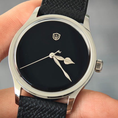 Watchdives WD2008B Musou Black dial and polished hands detail
