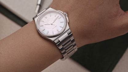 Watchdives WD2007A white dial on wrist showing compact case proportions
