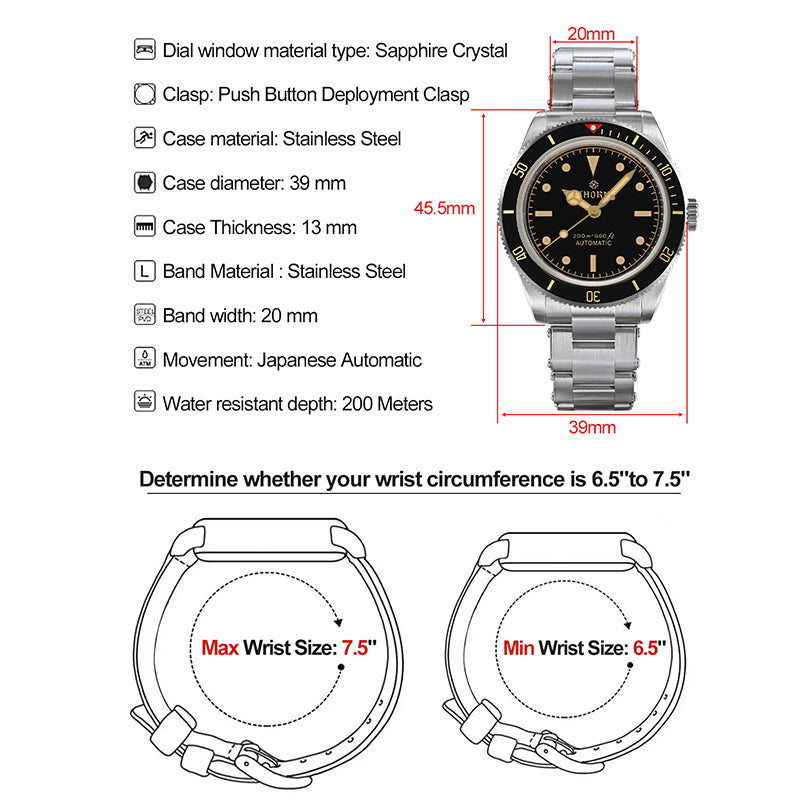 Thorn 39mm Diver 6200 Retro Mechanical Watch